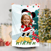 Lofaris Personalized Santa Minnie Beach Towel With Photo